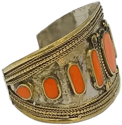 Afghani Antique Style Stone Cuff Bracelet - Image 3