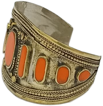 Afghani Antique Style Stone Cuff Bracelet - Image 2