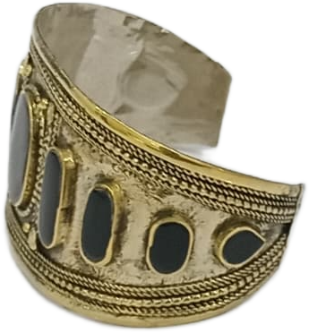 Afghani Antique Style Stone Cuff Bracelet - Image 3