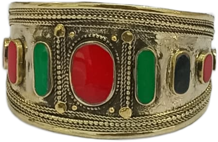 Afghani Antique Style Stone Cuff Bracelet - Image 2