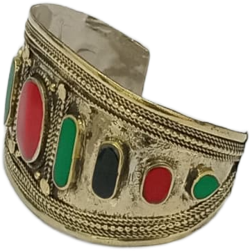 Afghani Antique Style Stone Cuff Bracelet - Image 3