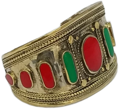 Afghani Antique Style Stone Cuff Bracelet - Image 4
