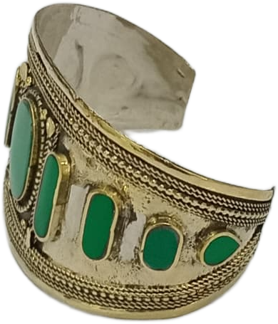 Afghani Antique Style Stone Cuff Bracelet - Image 4