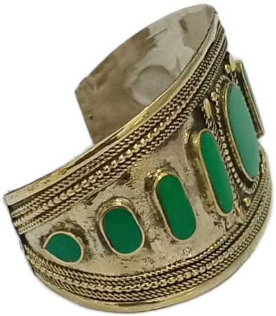 Afghani Antique Style Stone Cuff Bracelet - Image 2