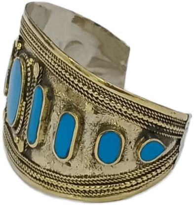 Afghani Antique Style Stone Cuff Bracelet - Image 2