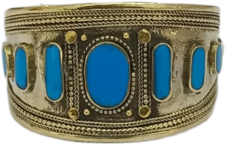 Afghani Antique Style Stone Cuff Bracelet - Image 3