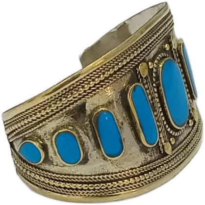 Afghani Antique Style Stone Cuff Bracelet - Image 4