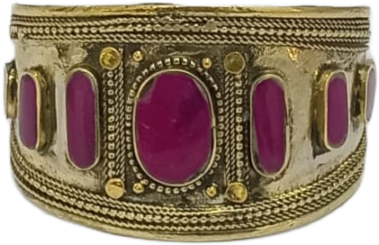 Afghani Antique Style Stone Cuff Bracelet - Image 2