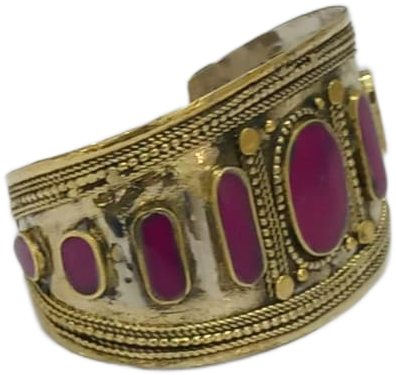Afghani Antique Style Stone Cuff Bracelet - Image 4