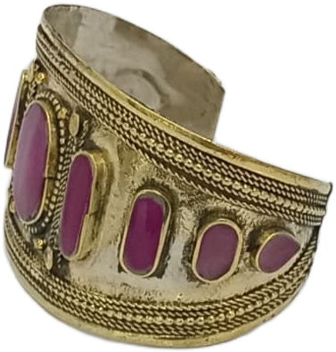 Afghani Antique Style Stone Cuff Bracelet - Image 5