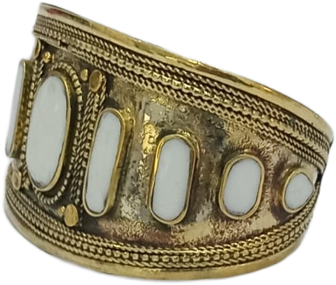 Afghani Antique Style Stone Cuff Bracelet - Image 2