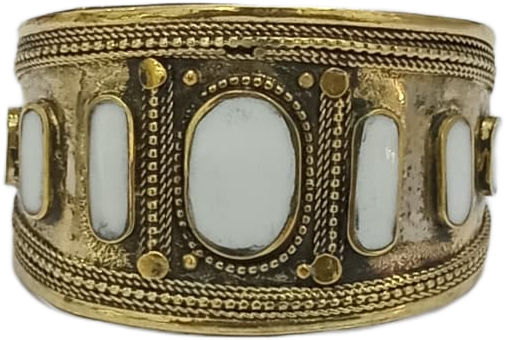 Afghani Antique Style Stone Cuff Bracelet - Image 3