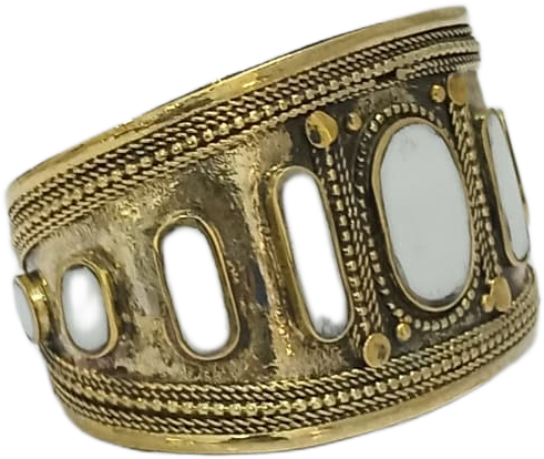 Afghani Antique Style Stone Cuff Bracelet - Image 5