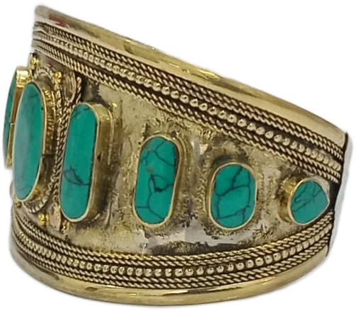 Afghani Antique Style Stone Cuff Bracelet - Image 2