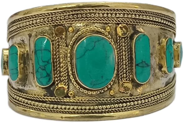 Afghani Antique Style Stone Cuff Bracelet - Image 3