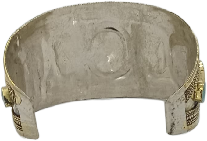 Afghani Antique Style Stone Cuff Bracelet - Image 4