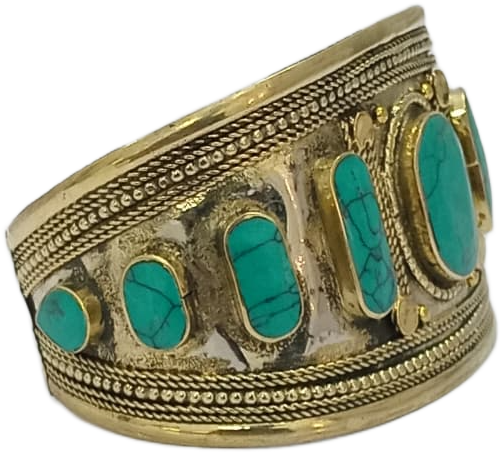 Afghani Antique Style Stone Cuff Bracelet - Image 5