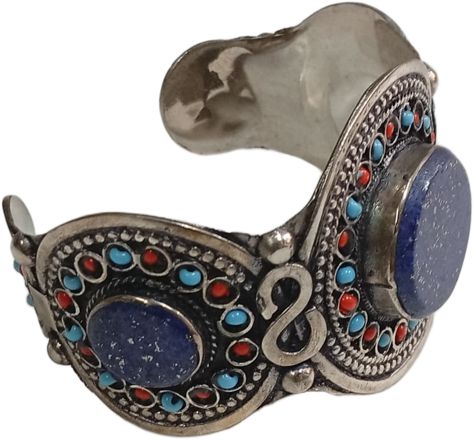 Elegant Afghani Stone Cuff Bracelet Traditional Tribal Jewelry - Image 4