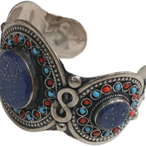 Elegant Afghani Stone Cuff Bracelet Traditional Tribal Jewelry