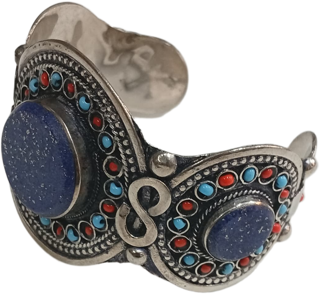 Elegant Afghani Stone Cuff Bracelet Traditional Tribal Jewelry - Image 2