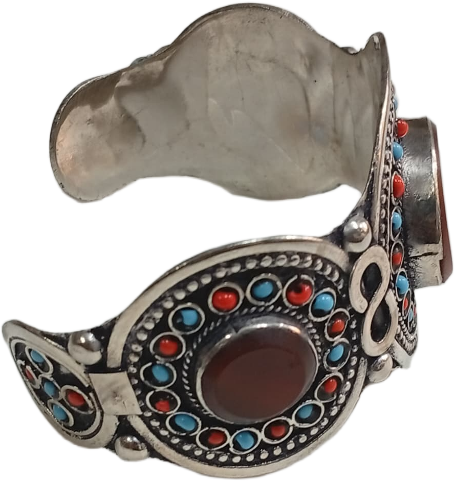Elegant Afghani Stone Cuff Bracelet Traditional Tribal Jewelry - Image 4