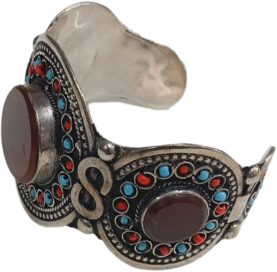Elegant Afghani Stone Cuff Bracelet Traditional Tribal Jewelry - Image 2