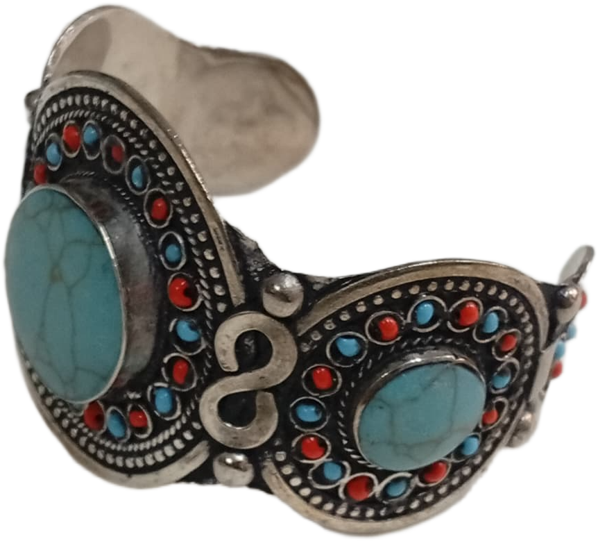 Elegant Afghani Stone Cuff Bracelet Traditional Tribal Jewelry - Image 5