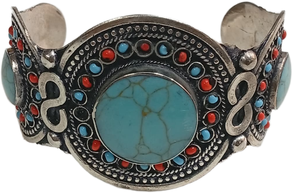 Elegant Afghani Stone Cuff Bracelet Traditional Tribal Jewelry - Image 4