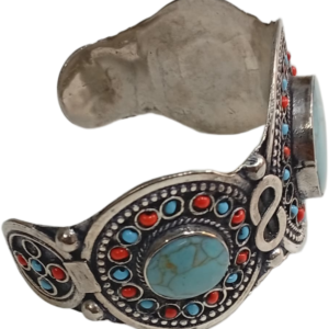 Elegant Afghani Stone Cuff Bracelet Traditional Tribal Jewelry