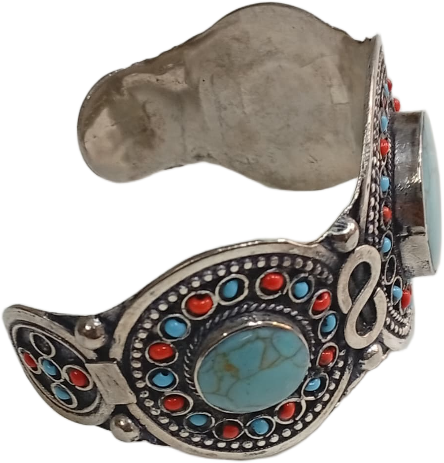 Elegant Afghani Stone Cuff Bracelet Traditional Tribal Jewelry - Image 2
