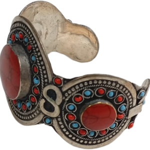 Elegant Afghani Stone Cuff Bracelet Traditional Tribal Jewelry