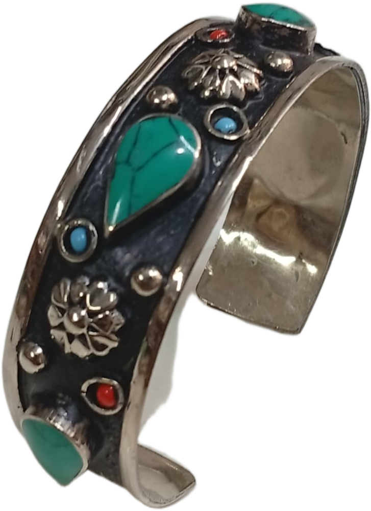 Elegant Afghani Stone Cuff Bracelet Traditional Tribal Jewelry - Image 2