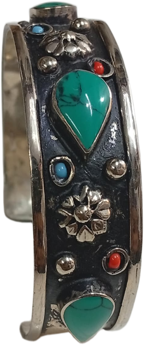 Elegant Afghani Stone Cuff Bracelet Traditional Tribal Jewelry - Image 3