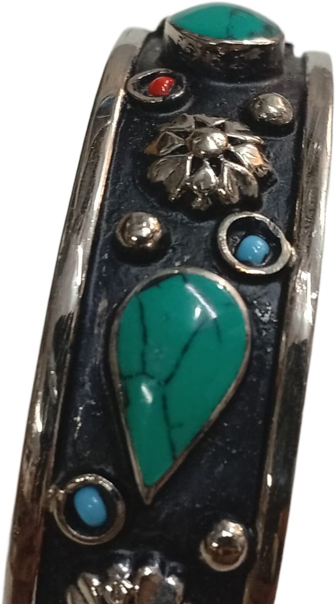 Elegant Afghani Stone Cuff Bracelet Traditional Tribal Jewelry - Image 5