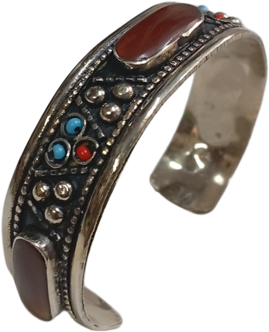 Elegant Afghani Stone Cuff Bracelet Traditional Tribal Jewelry - Image 2