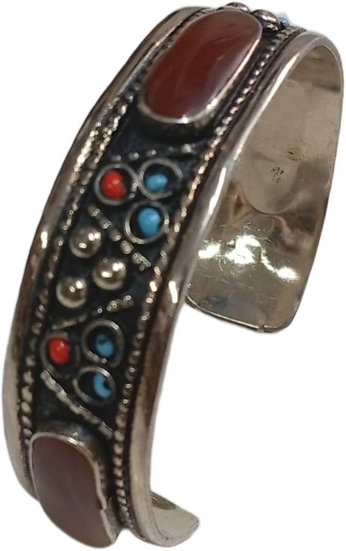 Elegant Afghani Stone Cuff Bracelet Traditional Tribal Jewelry - Image 3