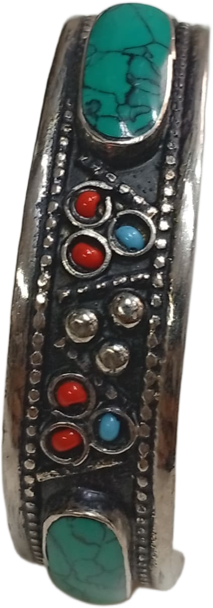 Elegant Afghani Stone Cuff Bracelet Traditional Tribal Jewelry - Image 4