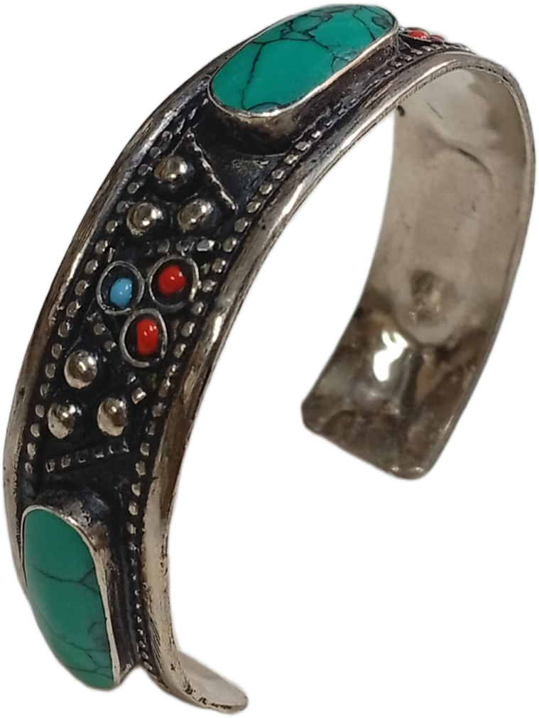 Elegant Afghani Stone Cuff Bracelet Traditional Tribal Jewelry - Image 2