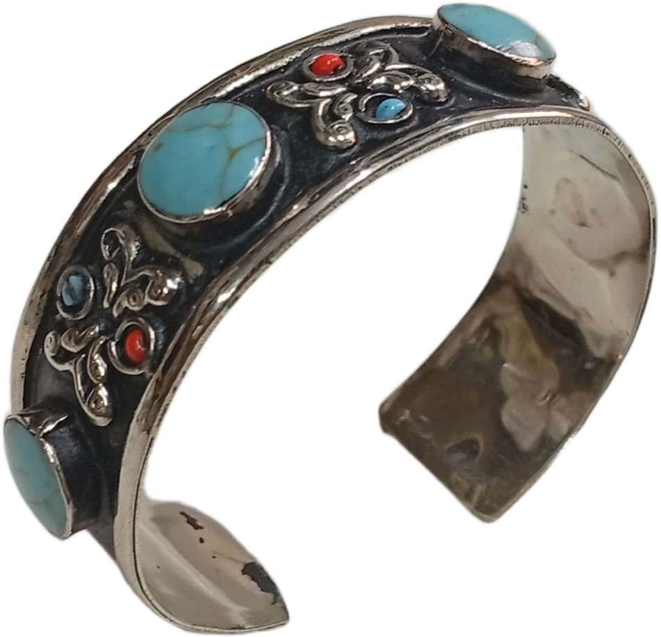 Elegant Afghani Stone Cuff Bracelet Traditional Tribal Jewelry - Image 4
