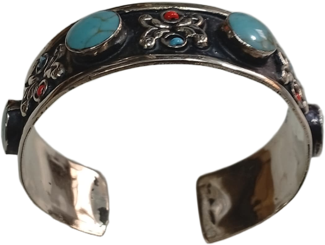 Elegant Afghani Stone Cuff Bracelet Traditional Tribal Jewelry - Image 3