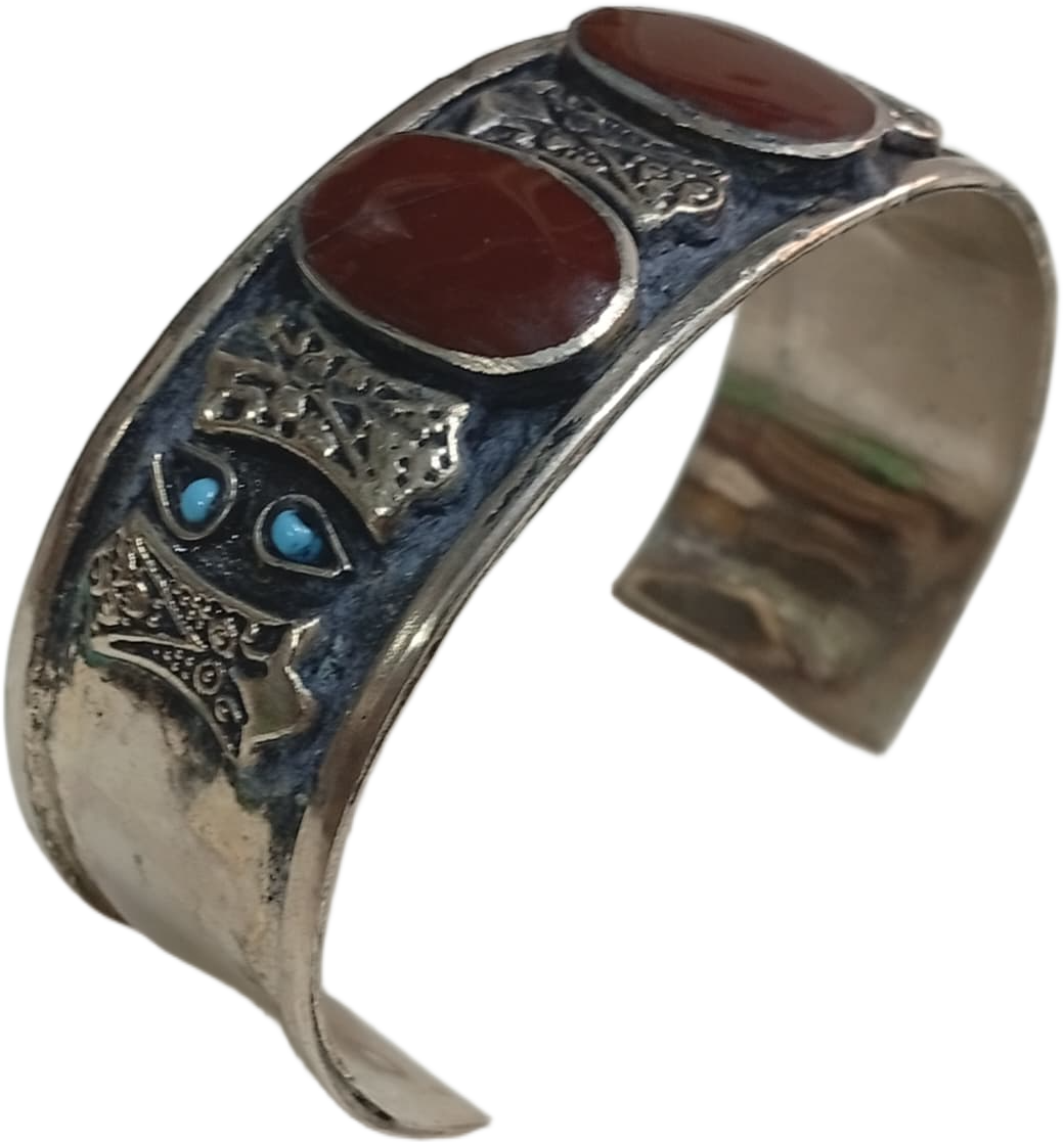 Elegant Afghani Stone Cuff Bracelet Traditional Tribal Jewelry - Image 3
