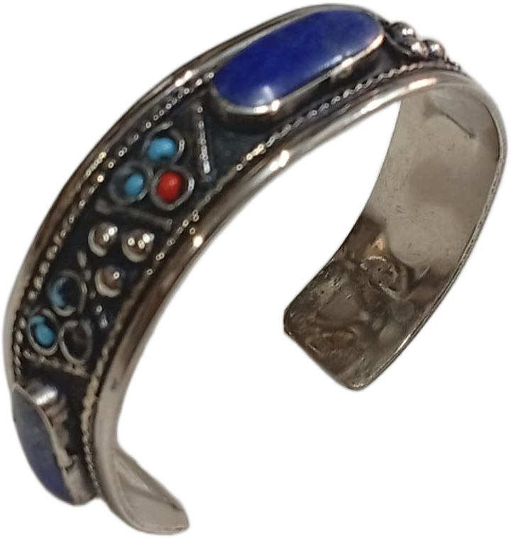 Elegant Afghani Stone Cuff Bracelet Traditional Tribal Jewelry - Image 5