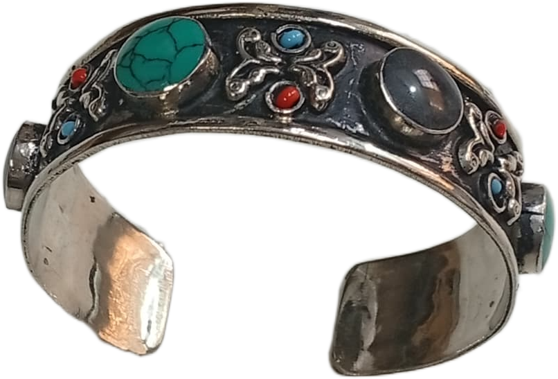 Elegant Afghani Stone Cuff Bracelet Traditional Tribal Jewelry - Image 5
