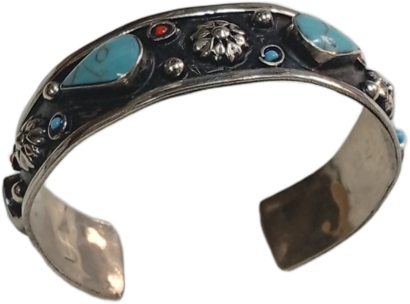 Elegant Afghani Stone Cuff Bracelet Traditional Tribal Jewelry - Image 4