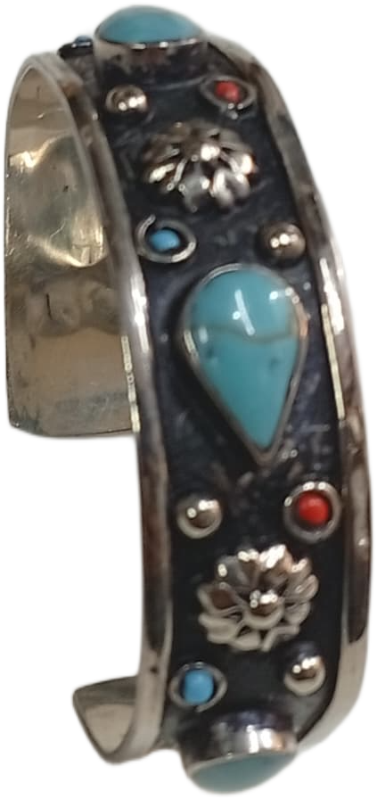 Elegant Afghani Stone Cuff Bracelet Traditional Tribal Jewelry - Image 3