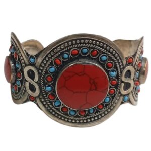 Elegant Afghani Stone Cuff Bracelet Traditional Tribal Jewelry