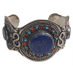 Elegant Afghani Stone Cuff Bracelet Traditional Tribal Jewelry