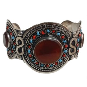 Elegant Afghani Stone Cuff Bracelet Traditional Tribal Jewelry