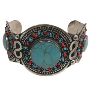 Elegant Afghani Stone Cuff Bracelet Traditional Tribal Jewelry