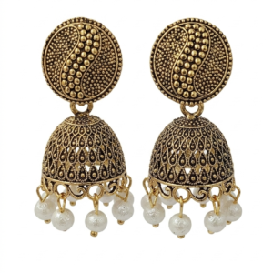 Vintage Pearl Drop Jhumka Earrings – Traditional Statement Jewelry